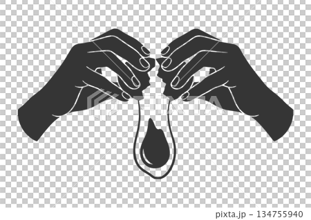 一隻手打碎蛋的剪影圖標 134755940