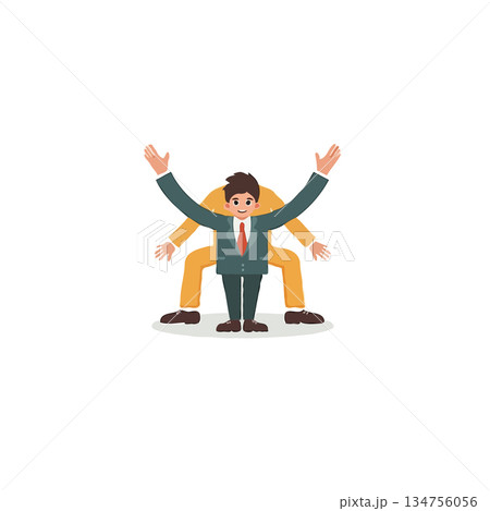 Cartoon style of success for a young worker in the business world is a vector design that embodies Cartoon style of success for a young worker in the business world is a vector design that embodies 134756056