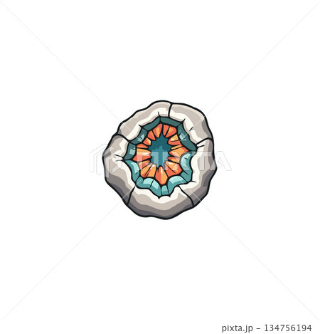 Abstract organic cellular form illustration, vibrant colors radiating from the center creating a Abstract organic cellular form illustration, vibrant colors radiating from the center creating a 134756194