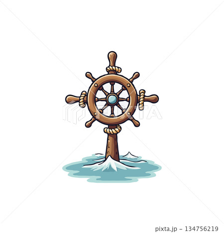 Nautical Steering Wheel Symbolizes Maritime Tradition Navigation Direction Voyage Seafaring at the 134756219
