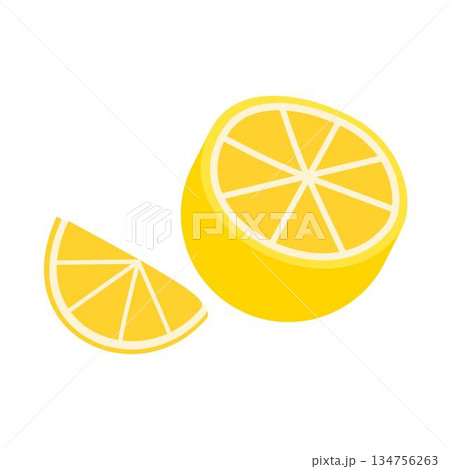 Lemon Slice. Bright Yellow Citrus Fruit 134756263