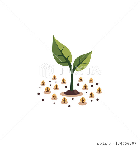 Tender sprout pushing through soil, symbolizes growth hope and fresh beginnings, surrounded by 134756307