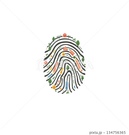 The unique identity of a community nestled within a fingerprint pattern showcases sustainable The unique identity of a community nestled within a fingerprint pattern showcases sustainable 134756365