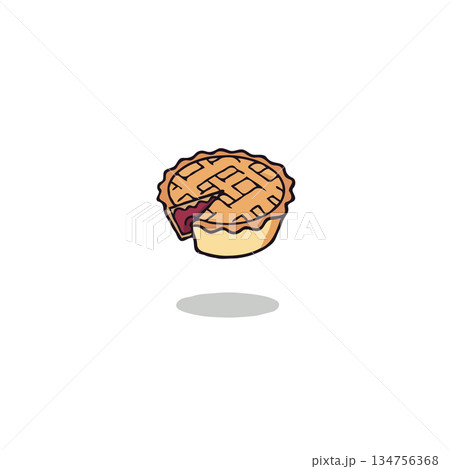 A delectable single-serving pie illustration with a lattice crust and flavorful filling perfect 134756368