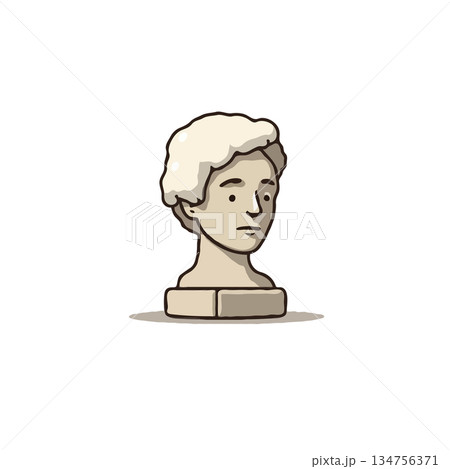 Stylized bust illustration featuring muted tones, emphasizing form and shading on clean white Stylized bust illustration featuring muted tones, emphasizing form and shading on clean white 134756371