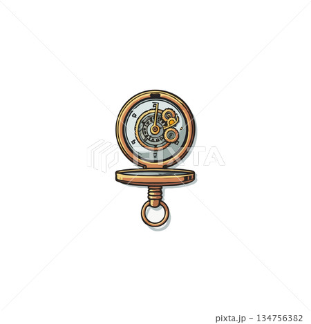 Intricate mechanism timepiece illustration featuring detailed gears and a vintage aesthetic design Intricate mechanism timepiece illustration featuring detailed gears and a vintage aesthetic design 134756382