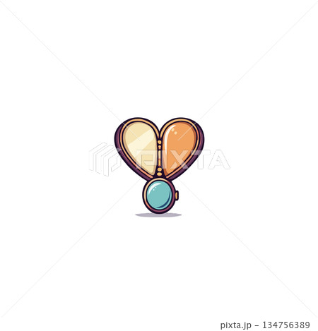 Stylized heart-shaped locket with a calming color palette evokes affection and cherished memories 134756389