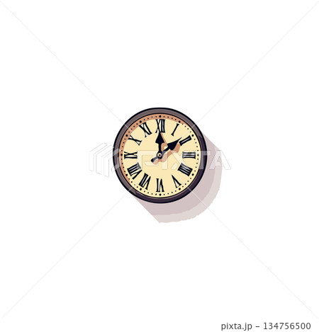 Vintage styled wall clock illustration displaying the passage of time with classic design elements Vintage styled wall clock illustration displaying the passage of time with classic design elements 134756500