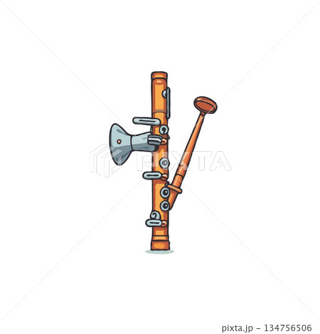 Whimsical illustration of an oboe capturing the essence of classical music instruments with Whimsical illustration of an oboe capturing the essence of classical music instruments with 134756506