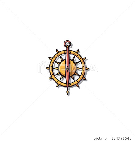 Stylized compass rose illustration offering guidance with direction and navigational aid 134756546