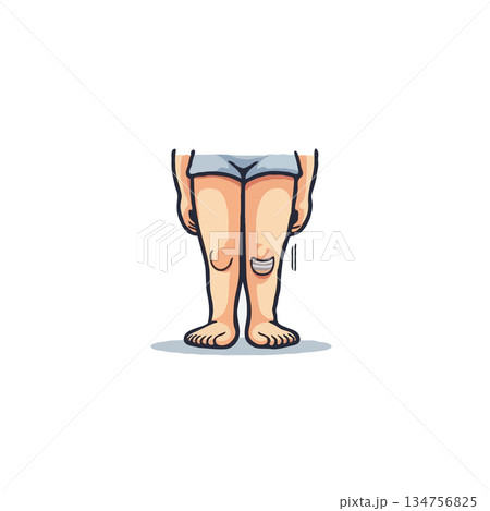 Cartoon legs with bandage plaster represent childhood injuries treatment and healthcare needs 134756825