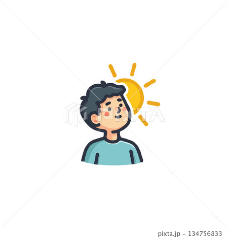 Optimistic boy embracing sunshine a bright illustration capturing hopeful expression warm light Optimistic boy embracing sunshine a bright illustration capturing hopeful expression warm light 134756833