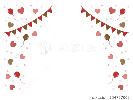 ハートとフラッグガーランドのフレーム 134757002