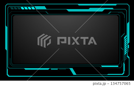 HUD frames blue grey user interface elements design modern technology futuristic control panel screen digital hologram window gaming menu touching cyber monitor set on black background vector 134757065