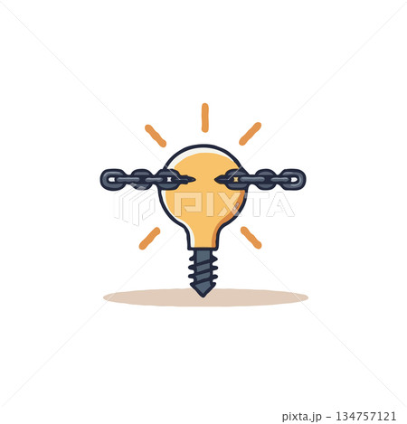 Imprisoned innovation: a chained lightbulb representing creative block and restriction of Imprisoned innovation: a chained lightbulb representing creative block and restriction of 134757121