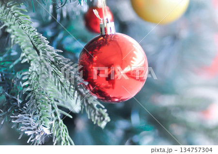 Christmas tree and Christmas decoration , artificial pine tree in Christmas day 134757304