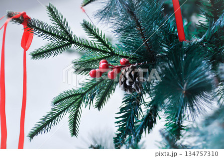 Christmas tree and Christmas decoration , artificial pine tree 134757310