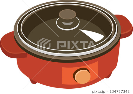 cooking pot electric cooker kitchen appliance flat illustration for home cooking concept cooking pot electric cooker kitchen appliance flat illustration for home cooking concept 134757342
