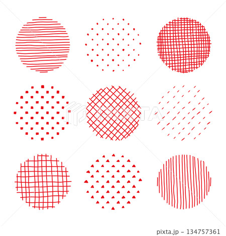 手描きの点々素材セット 134757361
