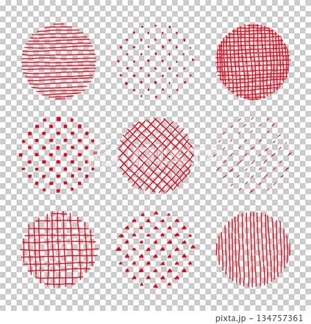 手描きの点々素材セット 134757361