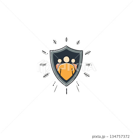 Shielded community with light rays depicting protection and support for collective well being Shielded community with light rays depicting protection and support for collective well being 134757372