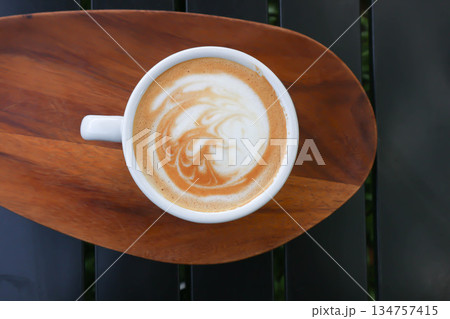 hot cofffee, cappuccino coffee or latte coffee or flat white 134757415