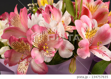 Bouquet of flowers, chrysanthemum, rose, lily, carnation. Bouquet of flowers, chrysanthemum, rose, lily, carnation. 134757635