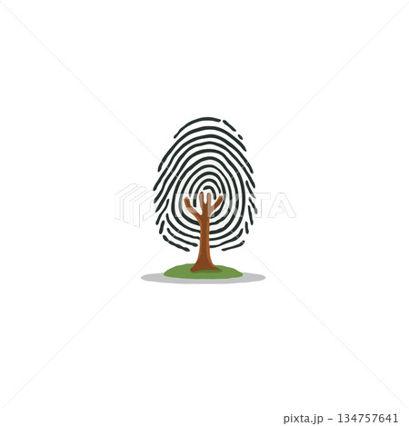Abstract representation of a tree formed by a fingerprint pattern suggesting individual ecological 134757641