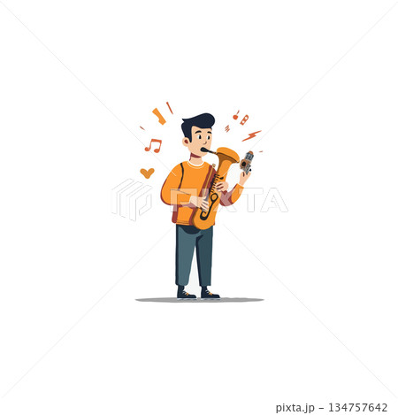 Expressive saxophone performance: animated...のイラスト素材 [134757642] - PIXTA
