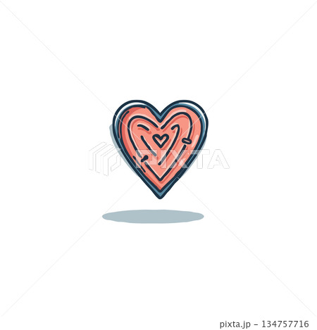 Complex emotional journey: A heart-shaped maze representing love's intricate pathways and 134757716