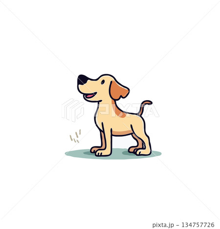 Cheerful cartoon canine with bright disposition conveys happiness and friendship in vector drawing Cheerful cartoon canine with bright disposition conveys happiness and friendship in vector drawing 134757726