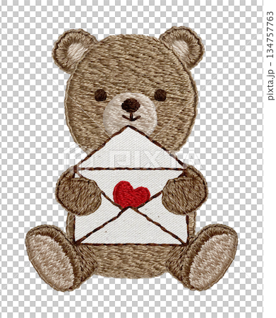 【情書與泰迪熊】手工刺繡插畫材料 134757763