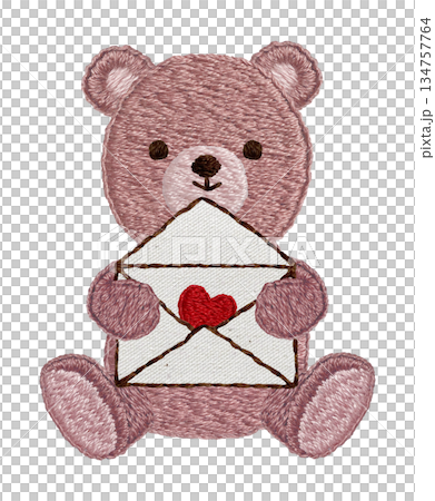 【情書與泰迪熊】手工刺繡插畫材料 134757764