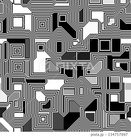 Abstract seamless pattern of glowing circuit board lines. Abstract seamless pattern of glowing circuit board lines. 134757897
