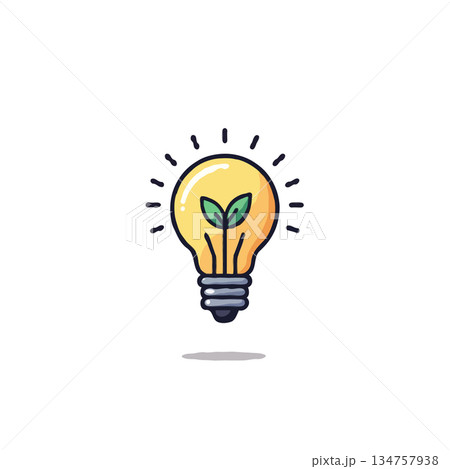 Illuminating growth concept showing creative sustainable solution with sprouting plant inside Illuminating growth concept showing creative sustainable solution with sprouting plant inside 134757938