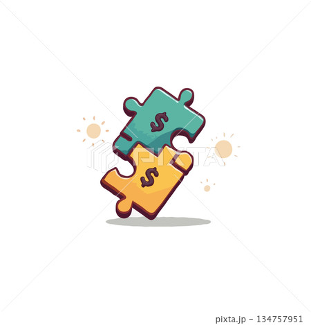 Financial synergy illustrated through interconnected puzzle pieces representing investment 134757951