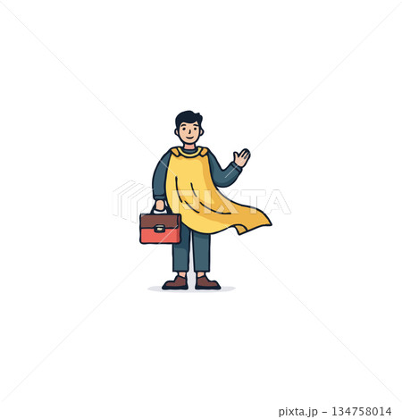 Illustrative depiction of a professional with a cape symbolizing career advancement and aspiration 134758014