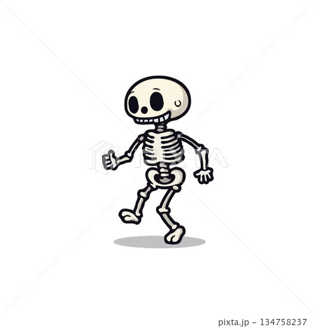 Whimsical skeleton character dancing with joy displaying a cheerful disposition and a dynamic and Whimsical skeleton character dancing with joy displaying a cheerful disposition and a dynamic and 134758237