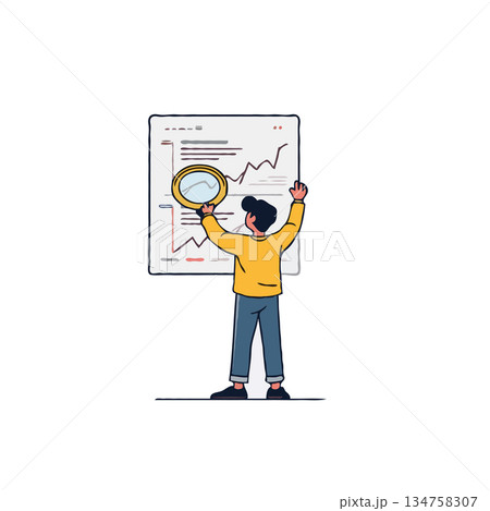 Analyzing financial data and market trends: A digital illustration of business growth and 134758307