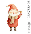 Cute watercolor baby Santa ringing golden handbell. Hand drawn winter holiday announcement character illustration isolated on white background. 134758495