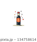 Minimalist depiction of soy sauce bottle with vibrant accents offering cultural and culinary 134758614
