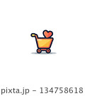 A simple shopping cart symbol filled with love showcasing consumer affection for products and 134758618