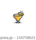 Refreshing tropical drink illustration with pineapple garnish and stylized design suitable for 134758622