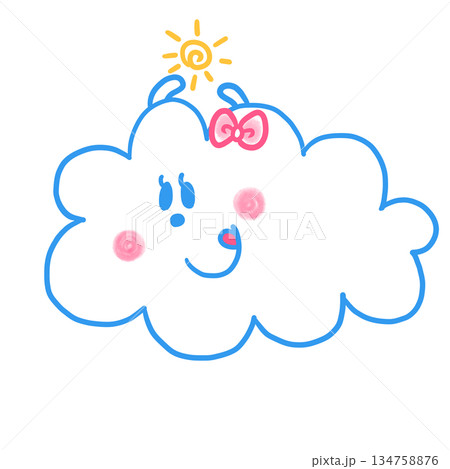 かわいい人気動物キャラクターイラスト素材【雲4】全身 134758876