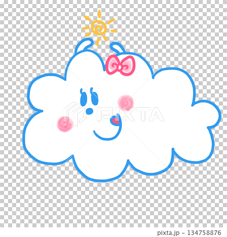 かわいい人気動物キャラクターイラスト素材【雲4】全身 134758876