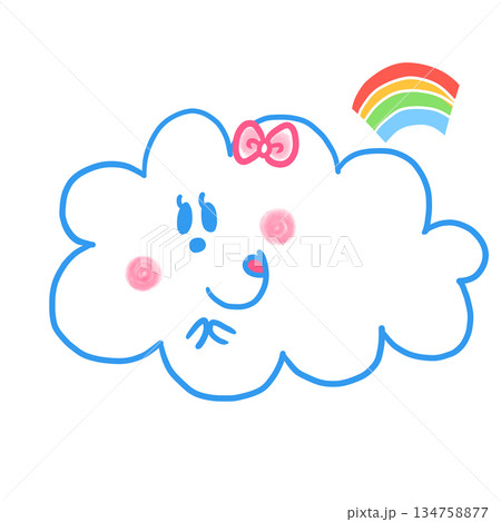 かわいい人気動物キャラクターイラスト素材【雲5】全身 134758877