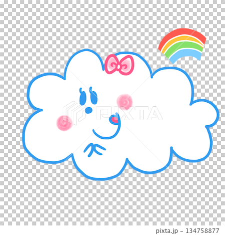 かわいい人気動物キャラクターイラスト素材【雲5】全身 134758877