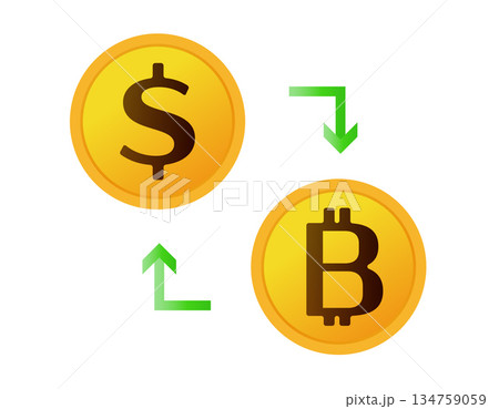 ドルとビットコインのイラスト　仮装通貨　お金 134759059