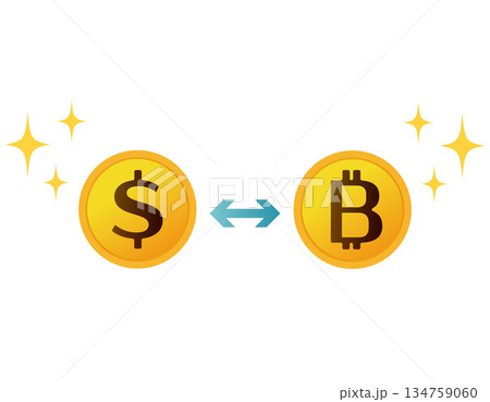 ドルとビットコインのイラスト　仮装通貨　お金 134759060