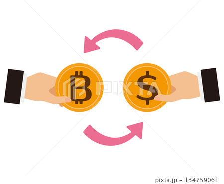ドルとビットコインのイラスト　仮装通貨　お金 134759061